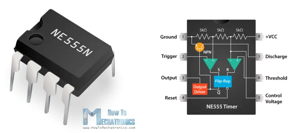 555 Timer IC How It Works - pinout