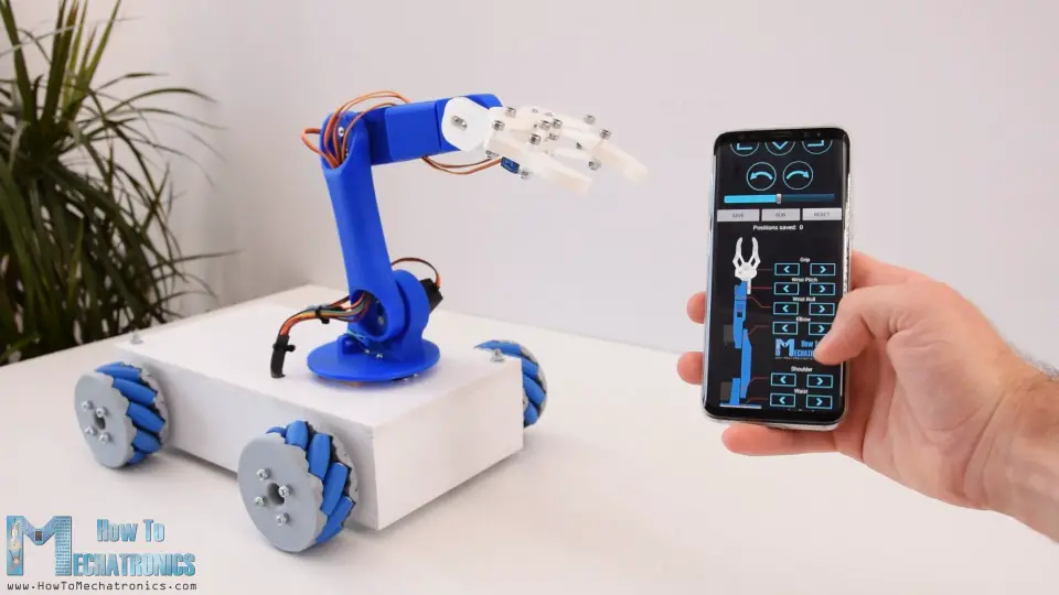 Arduino Mecanum Wheels Robot and Robotic Arm Operating Automatically