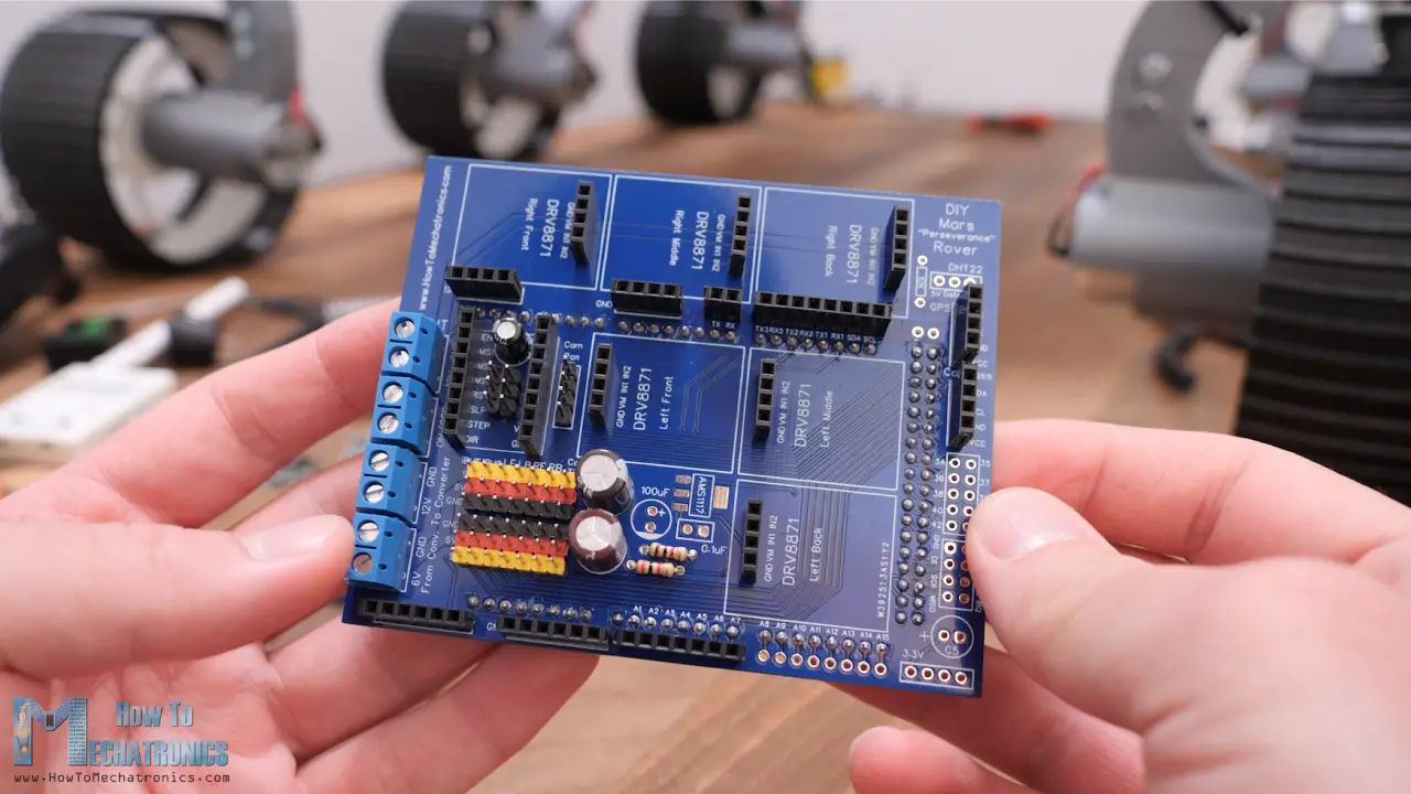 Arduino MEGA shield PCB for the DIY Mars Rover project