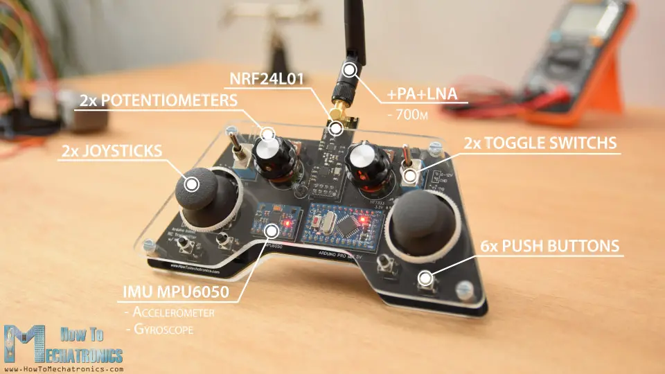 Arduino RC Controller with 14 channels and MPU6050 Accelerometer and Gyro