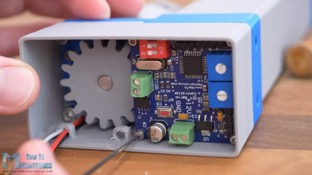 Attaching the custom servo controller PCB to the linear actuator