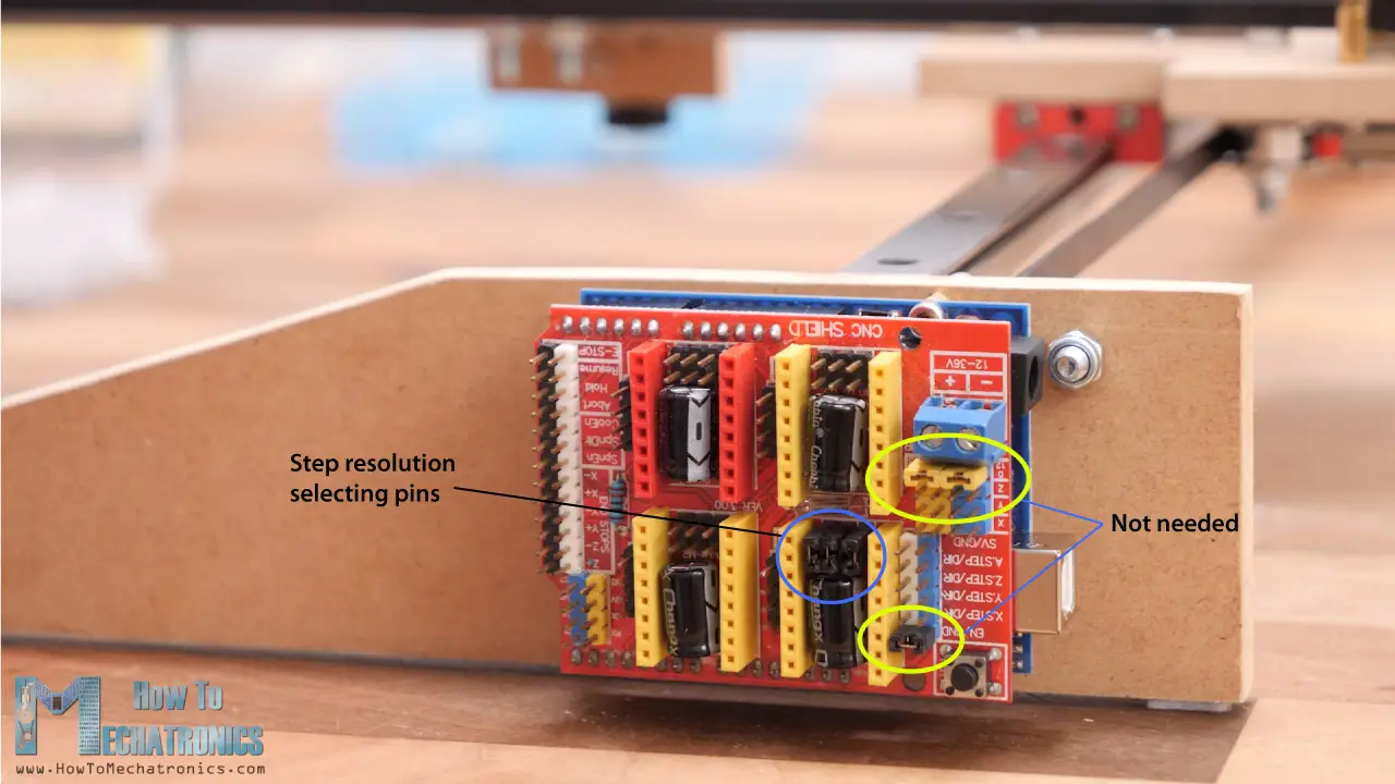 CNC shield step resolution selecting pins