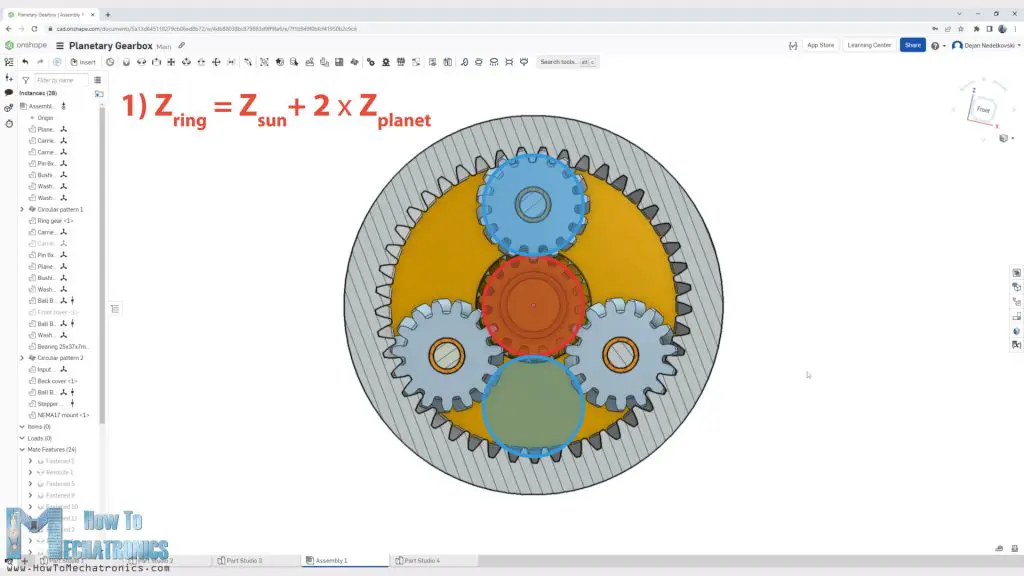 Design rule for planetary gearbox