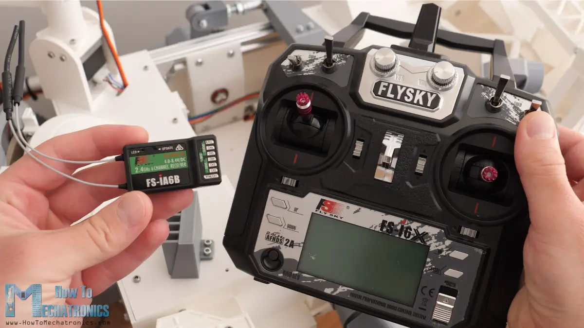 Flysky FS-i6X RC transmitter and receiver for controlling the DIY Mars Rover