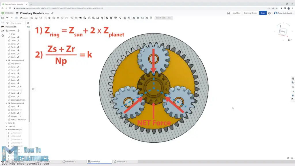 Forces in planetary gearboxes