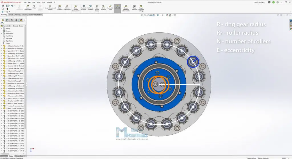 Input parameters for designing a cycloidal drive 