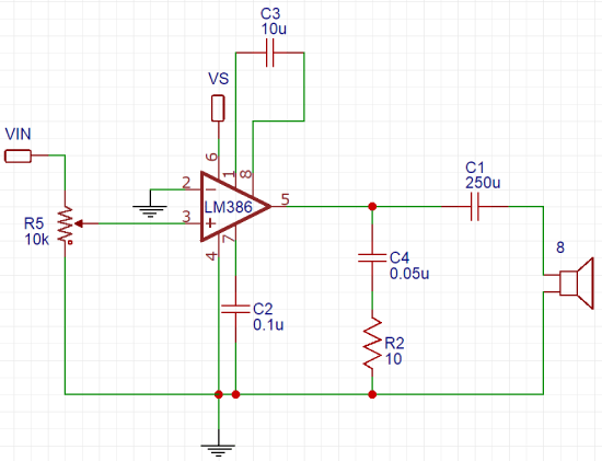 LM386 Audio Amplifier Circuit Schematics