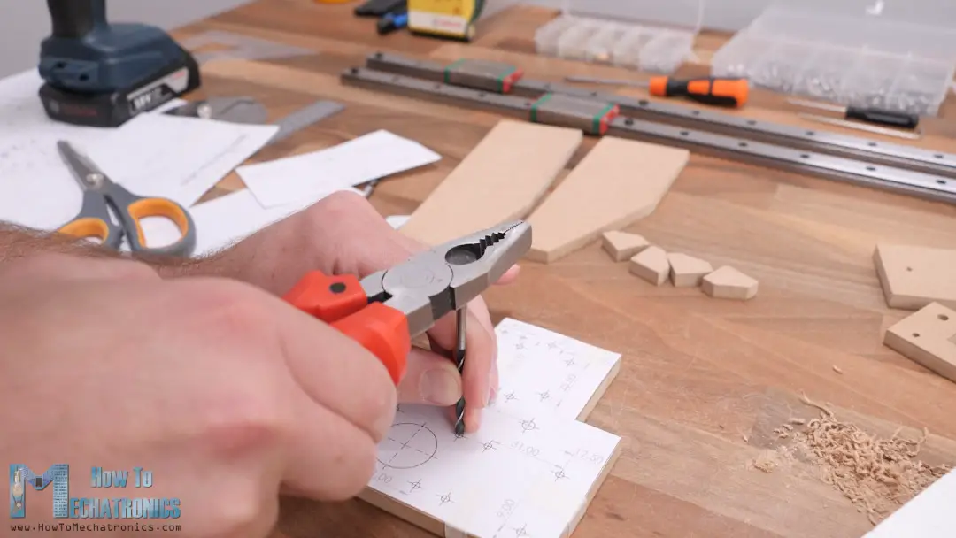 Marking the holes for drilling with a printed technical drawing