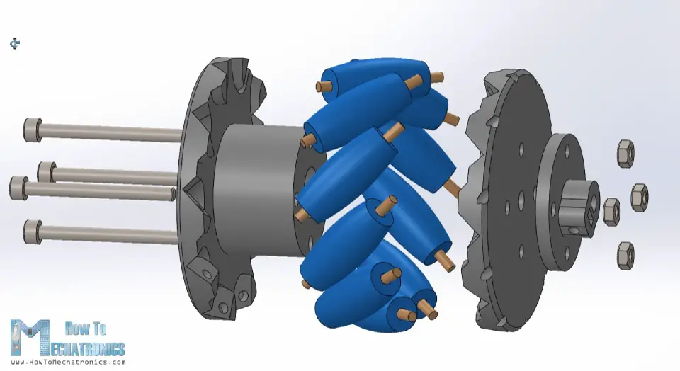 Mecanum Wheel 3D Model - Exploaded View