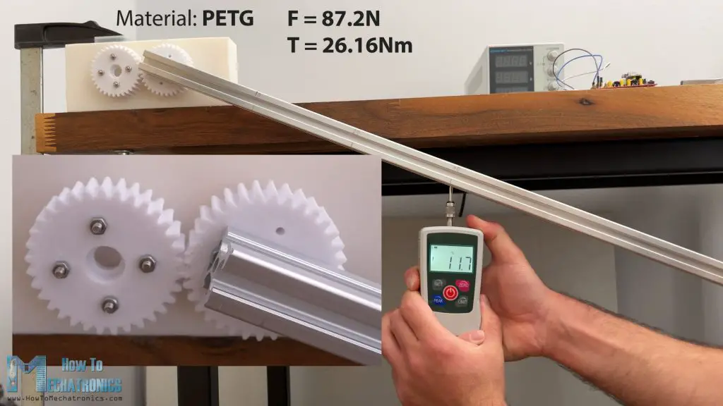 PETG 3D Printed gears - strength test