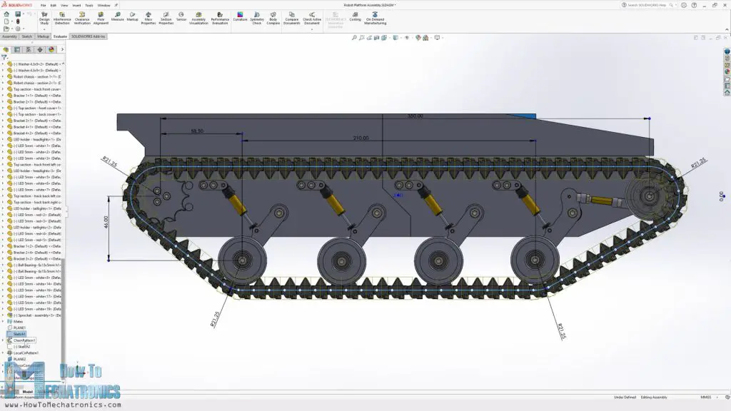 Sketch contour for chain component pattern